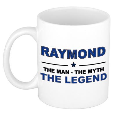 Raymond cadeau mok - man myth legend - naam koffiemok / beker - wit en blauw - 300 ml