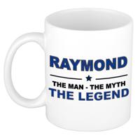 Raymond cadeau mok - man myth legend - naam koffiemok / beker - wit en blauw - 300 ml