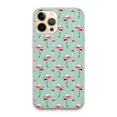 Flamingoprint groen: iPhone 13 Pro Max Transparant Hoesje