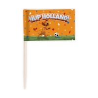 Cocktailprikkers 50x Loeki de Leeuw Hup Holland oranje 8 cm - thumbnail