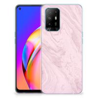 OPPO A94 5G | Reno5 Z TPU Siliconen Hoesje Marble Pink - Origineel Cadeau Vriendin