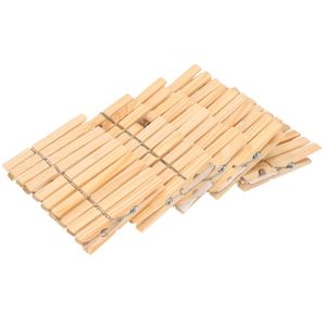 100x Houten wasknijpers 7,2 cm - was ophangen   -