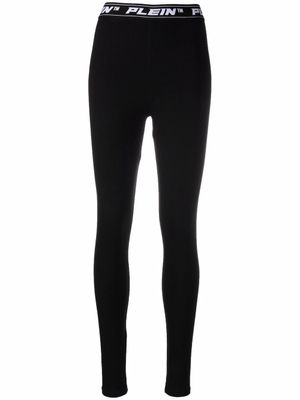 Philipp Plein legging à taille à logo - Noir