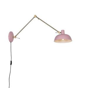 QAZQA Retro wandlamp roze met brons - Milou