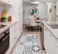 Hydraulische tegels vinyl tapijt grijze kleuren