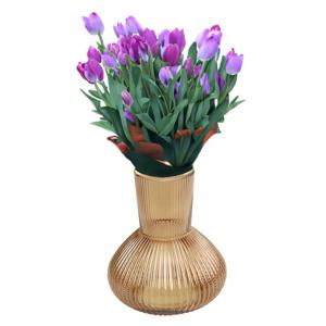 Bloemenvaas Royal Wave - transparant glas - lichtbruin - D20 x H22 cm - vaas