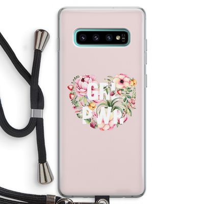 GRL PWR Flower: Samsung Galaxy S10 Plus Transparant Hoesje met koord