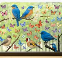 Kleurrijke bloemen en vogels raamsticker