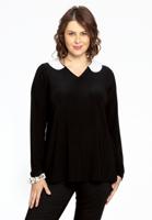 Yoek Shirt met parelkraag | Zwart | Maat 46/48