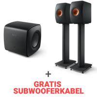 KEF Tweedekans: Combi Deal LS50 Wireless II + S2 stands + KC62 - Zwart/Zwart (met GRATIS subwooferkabel)