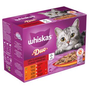 Whiskas 1+ Duo Classic Variaties in gelei multipack  (12 x 85 g) 4 verpakkingen (48 x 85 g)