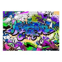 Fotobehang - Graffiti Violet Theme 100x70cm - Vliesbehang - thumbnail