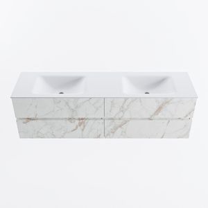 MONDIAZ VICA 170cm badmeubel onderkast Carrara 4 lades. Wastafel CLOUD dubbel 2 kraangaten, kleur Talc.