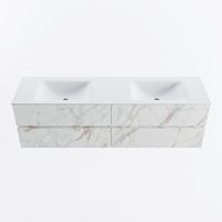 MONDIAZ VICA 170cm badmeubel onderkast Carrara 4 lades. Wastafel CLOUD dubbel 2 kraangaten, kleur Talc.