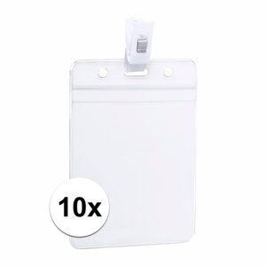 10x beurzen naamkaartjeshouder met klem 8,5 x 12,2 cm