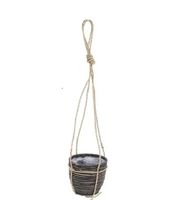 Hangpot streep zwart d18h16cm - Van der Leeden