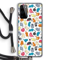 Kleurrijke katten: OnePlus 9 Pro Transparant Hoesje met koord