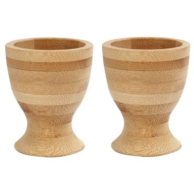 Eierdopjes - 2x stuks - hout - 6 cm - Ontbijt en lunch Pasen tafeldecoratie