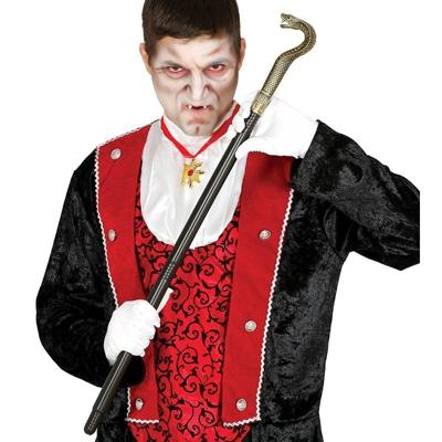 Zwarte vampier/Dracula wandelstok - met slangenkop - plastic - 78 cm