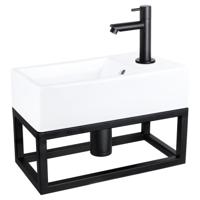 Differnz Force fonteinset keramiek - kraan recht - met handdoekrek - 40 x 22 x 11.5 cm - mat zwart