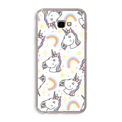 Rainbow Unicorn: Samsung Galaxy J4 Plus Transparant Hoesje