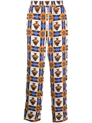 Drôle De Monsieur pantalon ample à motif zalij - Marron