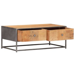 The Living Store Salontafel Industriële Stijl Gerecycled Hout - 90x50x35 cm - Bruin - Met 2 Lades