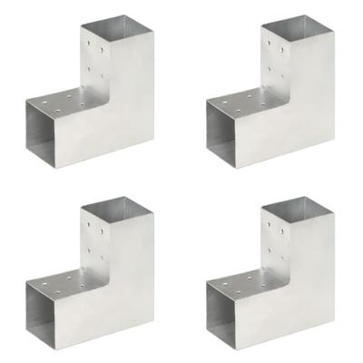 VidaXL Paalverbindingen 4 st l-vorm 81x81 mm gegalvaniseerd metaal