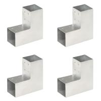 VidaXL Paalverbindingen 4 st l-vorm 81x81 mm gegalvaniseerd metaal