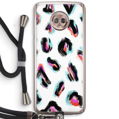 Cheetah color: Motorola Moto G6 Transparant Hoesje met koord