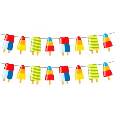 IJsjes zomer thema feest slingers - 2x stuks - 10 meter - IJslollies - feestartikelen hawaii party/t