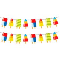 IJsjes zomer thema feest slingers - 2x stuks - 10 meter - IJslollies - feestartikelen hawaii party/t