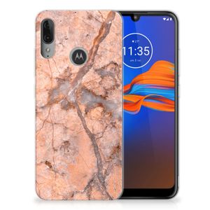 Motorola Moto E6 Plus TPU Siliconen Hoesje Marmer Oranje