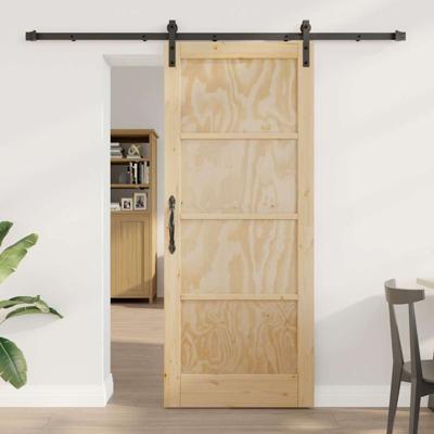 Schuifdeur met beslag 83x202 cm massief grenenhout