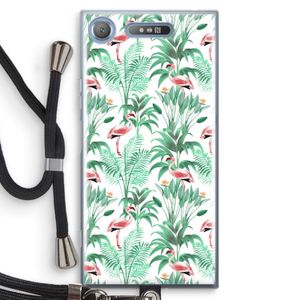 Flamingo bladeren: Sony Xperia XZ1 Transparant Hoesje met koord