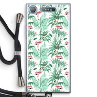 Flamingo bladeren: Sony Xperia XZ1 Transparant Hoesje met koord