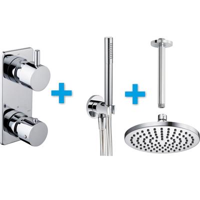 Xellanz Chroom Inbouwthermostaatset met Hoofddouche en Handdouche - 20cm