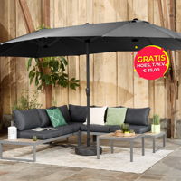 909 Outdoor Dubbele Parasol met Hoes - thumbnail