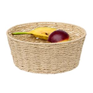 5Five Fruitschaal/fruitmand Quito - metaal/touw - D28 x H11 cm - beige - rond