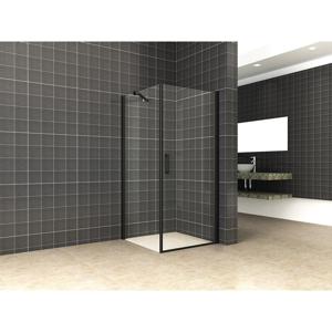 Wiesbaden Salone cabine met 1 draaideur 900 x 900 x 2000 x 8 mm nano helder glas/mat zwart 20.3800