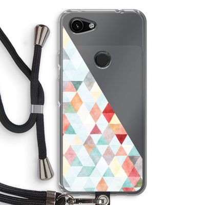 Gekleurde driehoekjes pastel: Pixel 3a Transparant Hoesje met koord