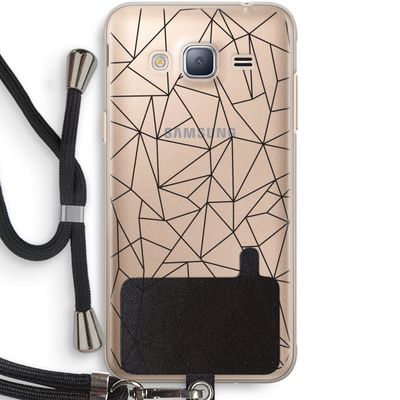 Geometrische lijnen zwart: Samsung Galaxy J3 (2016) Transparant Hoesje met koord