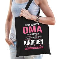 Trotse oma / kinderen cadeau tas zwart voor dames