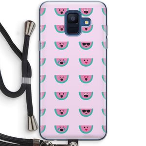 Smiley watermeloenprint: Samsung Galaxy A6 (2018) Transparant Hoesje met koord