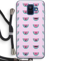 Smiley watermeloenprint: Samsung Galaxy A6 (2018) Transparant Hoesje met koord
