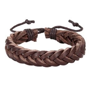 Gevlochten leren armband LGT Jewels Heren Bruin