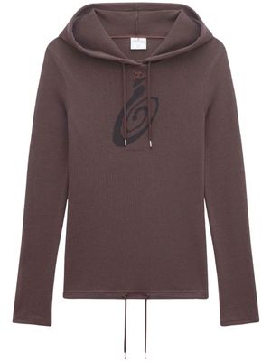 Courrèges hoodie en résille à logo imprimé - Marron