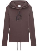 Courrèges hoodie en résille à logo imprimé - Marron