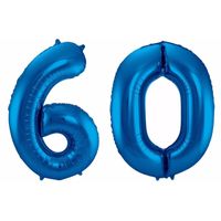 Cijfer 60 ballon blauw 86 cm - thumbnail