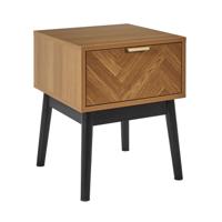 Home Deco Factory Nachtkastje - bruin - hout - 40 x 50 x 40 cm - vissengraat look